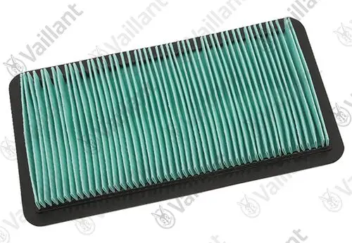 Vaillant Papierfilter in rechteckiger Form mit gefalteter Struktur, geeignet für bestimmte Heizungsmodelle.